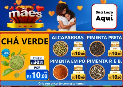 Modelo de Encarte para Encarte A4 Horizontal com o tema Mês das Mães para Produtos Naturais