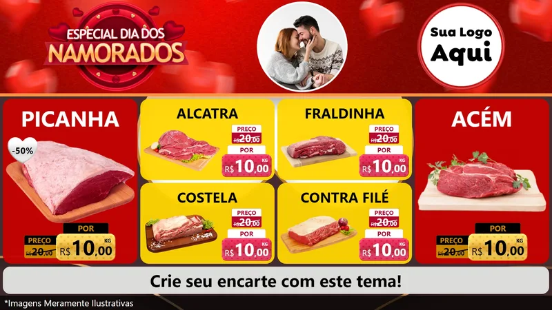 Modelo de TV para TV Horizontal com o tema Especial Dia Dos Namorados para Açougue