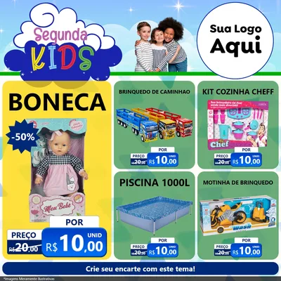 Modelo de Rede Social para Feed Facebook com o tema Segunda Kids para Brinquedos
