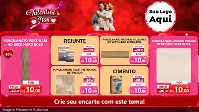 Modelo de TV para TV Horizontal com o tema Valentine's Day para Pisos e revestimentos