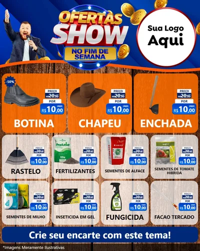 Modelo de Rede Social para Feed Instagram com o tema Ofertas Show No Fim De Semana para Agropecuária