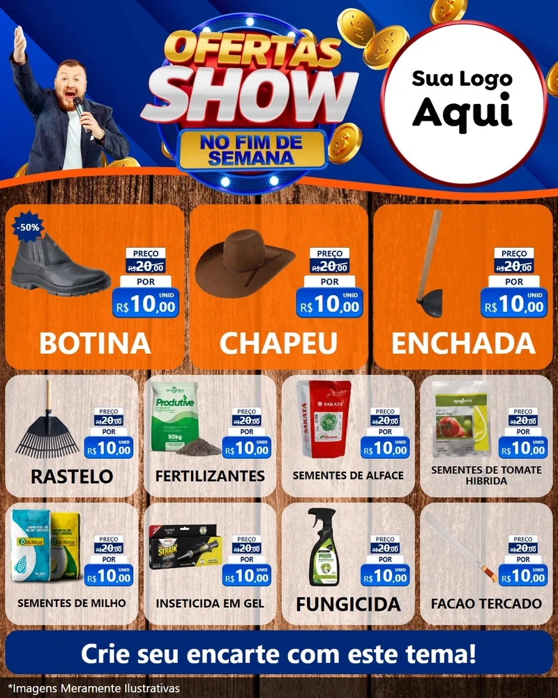 Modelo de Rede Social para Feed Instagram com o tema Ofertas Show No Fim De Semana para Agropecuária