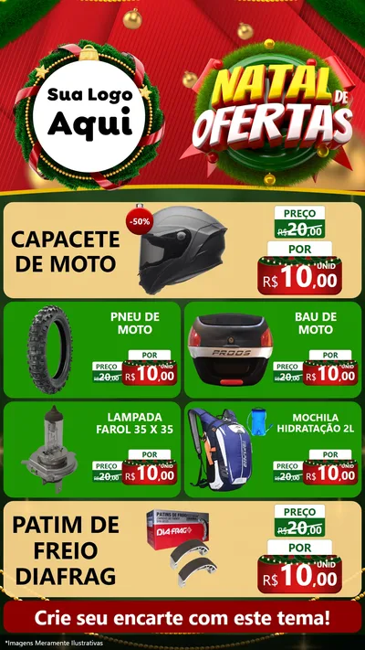 Modelo de TV para TV Vertical com o tema Natal de Ofertas para Moto peças