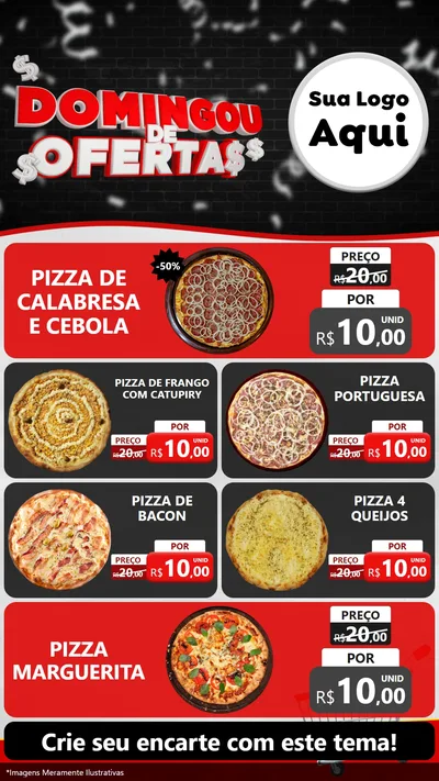 Modelo de TV para TV Vertical com o tema Domingou de Ofertas para Pizzaria