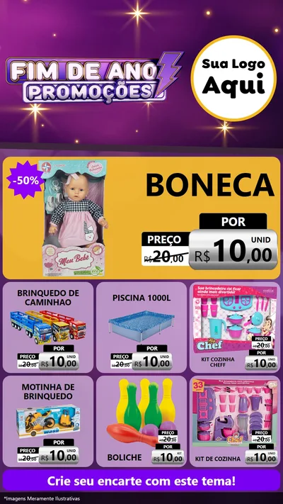 Modelo de Rede Social para Stories com o tema Fim de Ano Promoções para Brinquedos