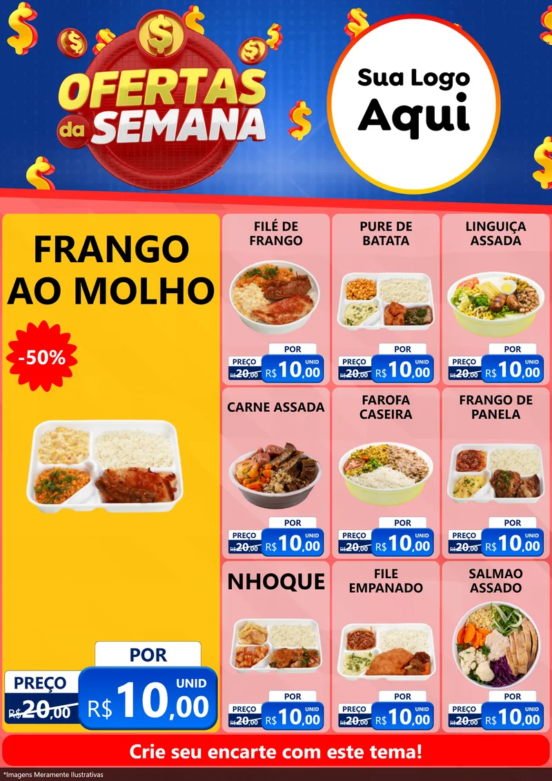 Modelo de Encarte para Encarte A4 Vertical com o tema Ofertas Da Semana para Restaurante
