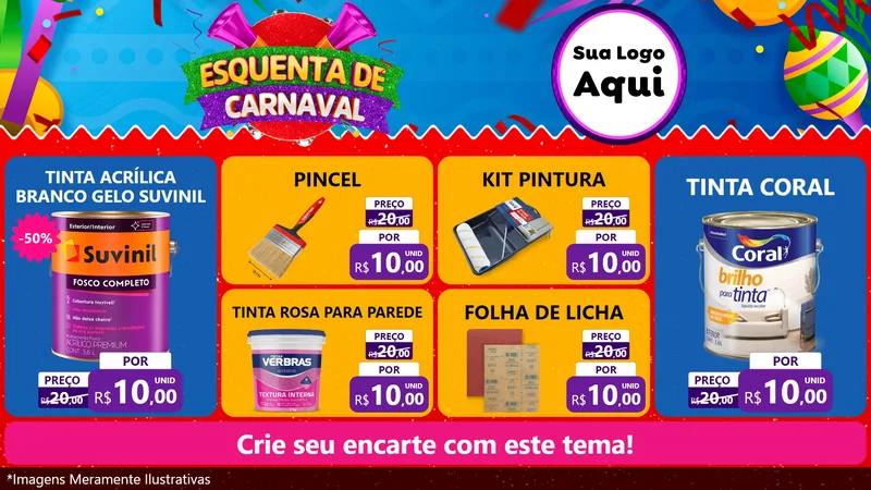 Modelo de TV para TV Horizontal com o tema Esquenta de Carnaval para Tintas e Ferramentas