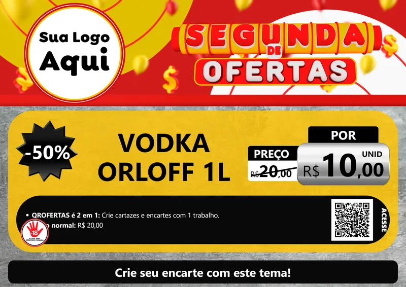 Modelo de Cartaz para Cartaz A4 Horizontal com o tema Segunda de Ofertas para Distribuidora de bebidas
