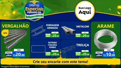 Modelo de TV para TV Horizontal com o tema Ofertas Especiais Feriado da Independência para Ferragens