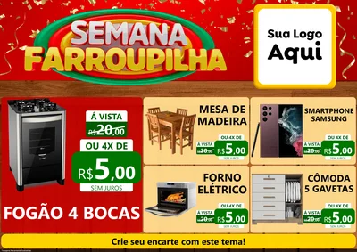 Modelo de Encarte para Encarte A4 Horizontal com o tema Semana Farroupilha para Móveis e Eletro