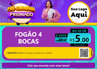Modelo de Cartaz para Cartaz A4 Horizontal com o tema Pré-Carnaval Premiado para Móveis e Eletro