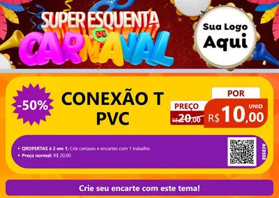 Modelo de Cartaz para Cartaz A4 Horizontal com o tema Super Esquenta de Carnaval para Tubos e conexões