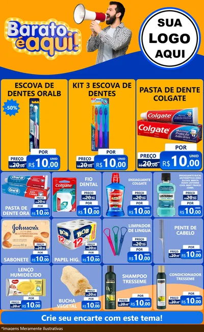 Modelo de Encarte para Encarte Grande com o tema Barato é aqui para Higiene Pessoal