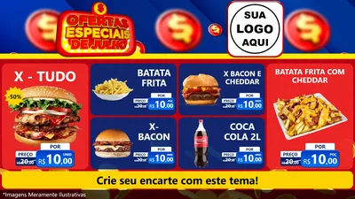 Modelo de TV para TV Horizontal com o tema Ofertas Especiais de Julho para Hamburgueria