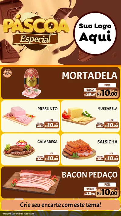 Modelo de TV para TV Vertical com o tema Páscoa Especial para Frios e Laticínios