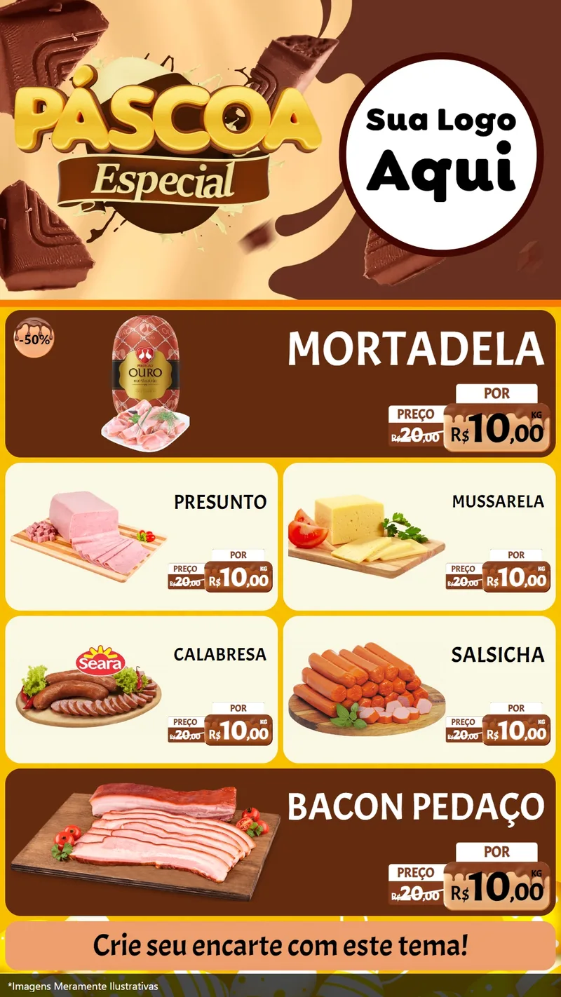 Modelo de TV para TV Vertical com o tema Páscoa Especial para Frios e Laticínios