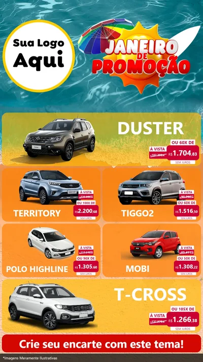 Modelo de TV para TV Vertical com o tema Janeiro de Promoção para Concessionaria de Carros