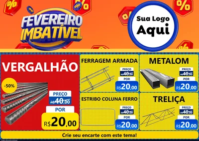 Modelo de Encarte para Encarte A4 Horizontal com o tema Fevereiro Imbatível para Ferragens