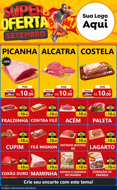 Modelo de Encarte para Encarte Grande com o tema Super Oferta Setembro para Açougue