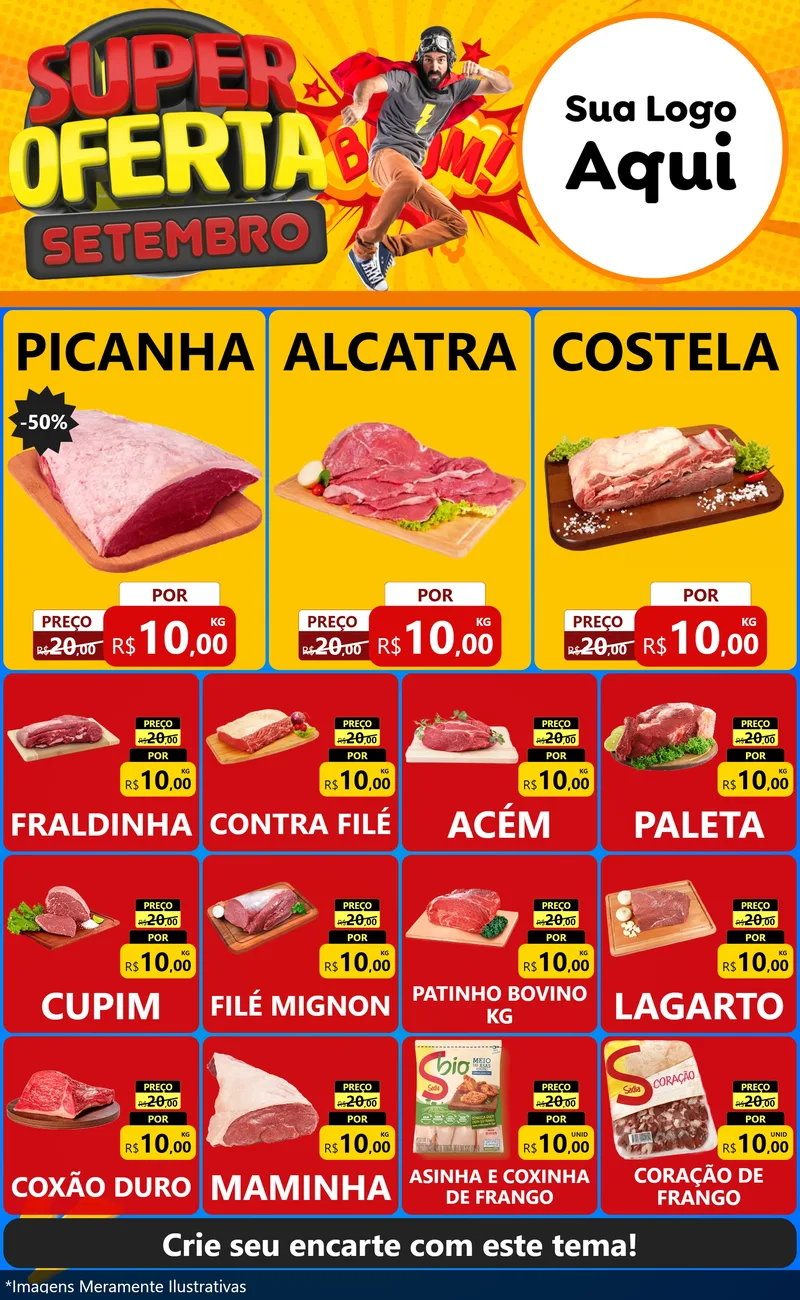 Modelo de Encarte para Encarte Grande com o tema Super Oferta Setembro para Açougue