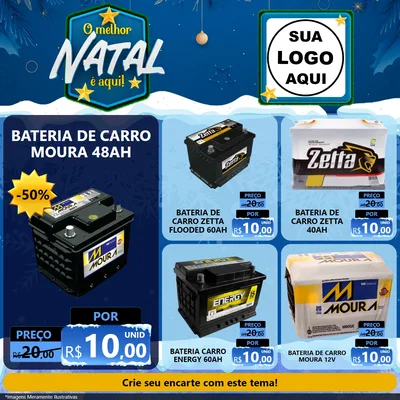 Modelo de Rede Social para Feed Facebook com o tema O Melhor Natal É Aqui! para Baterias Elétricas