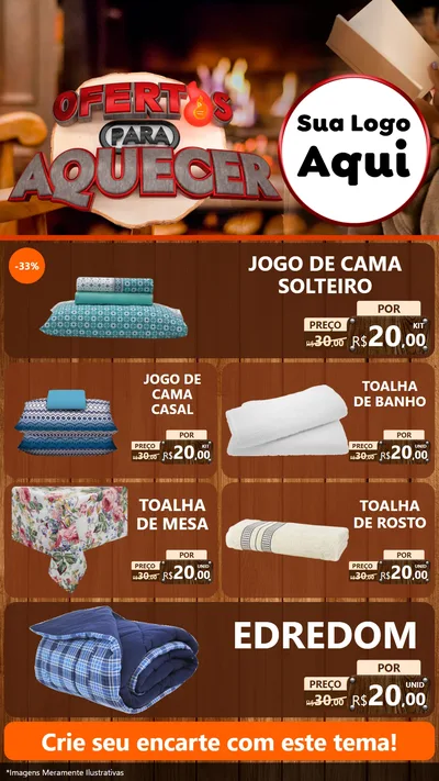 Modelo de TV para TV Vertical com o tema Ofertas Para Aquecer para Cama, Mesa e Banho