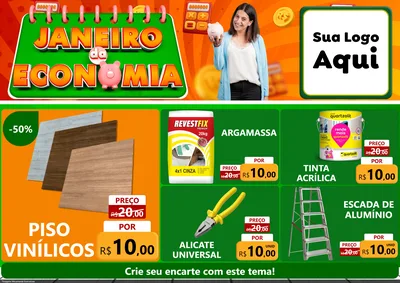 Modelo de Encarte para Encarte A4 Horizontal com o tema Janeiro da Economia para Material para Construção
