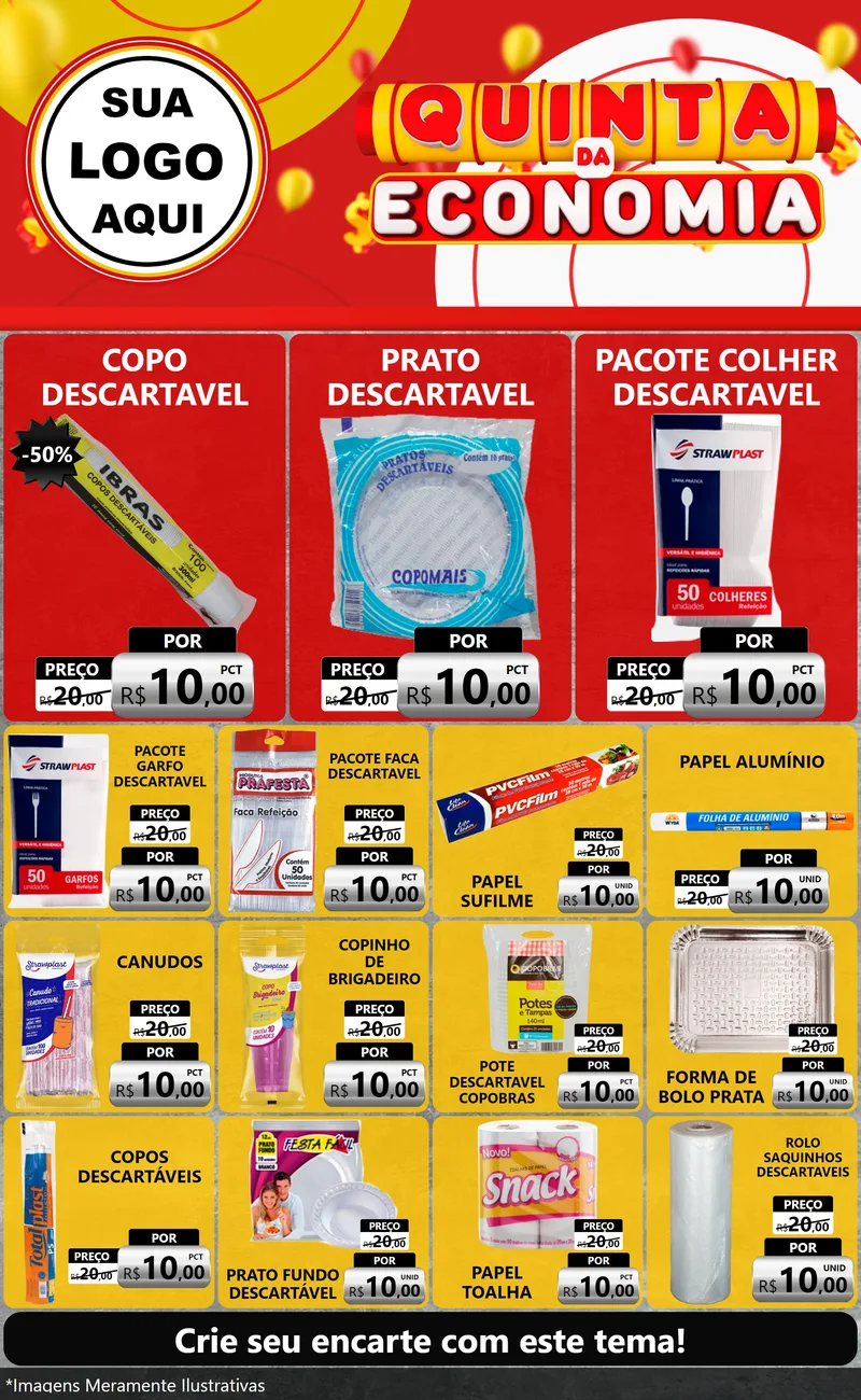 Modelo de Encarte para Encarte Grande com o tema Quinta da Economia para Embalagens