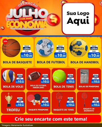 Modelo de Rede Social para Feed Instagram com o tema Operação Julho Com Mais Economia para Artigos Esportivos