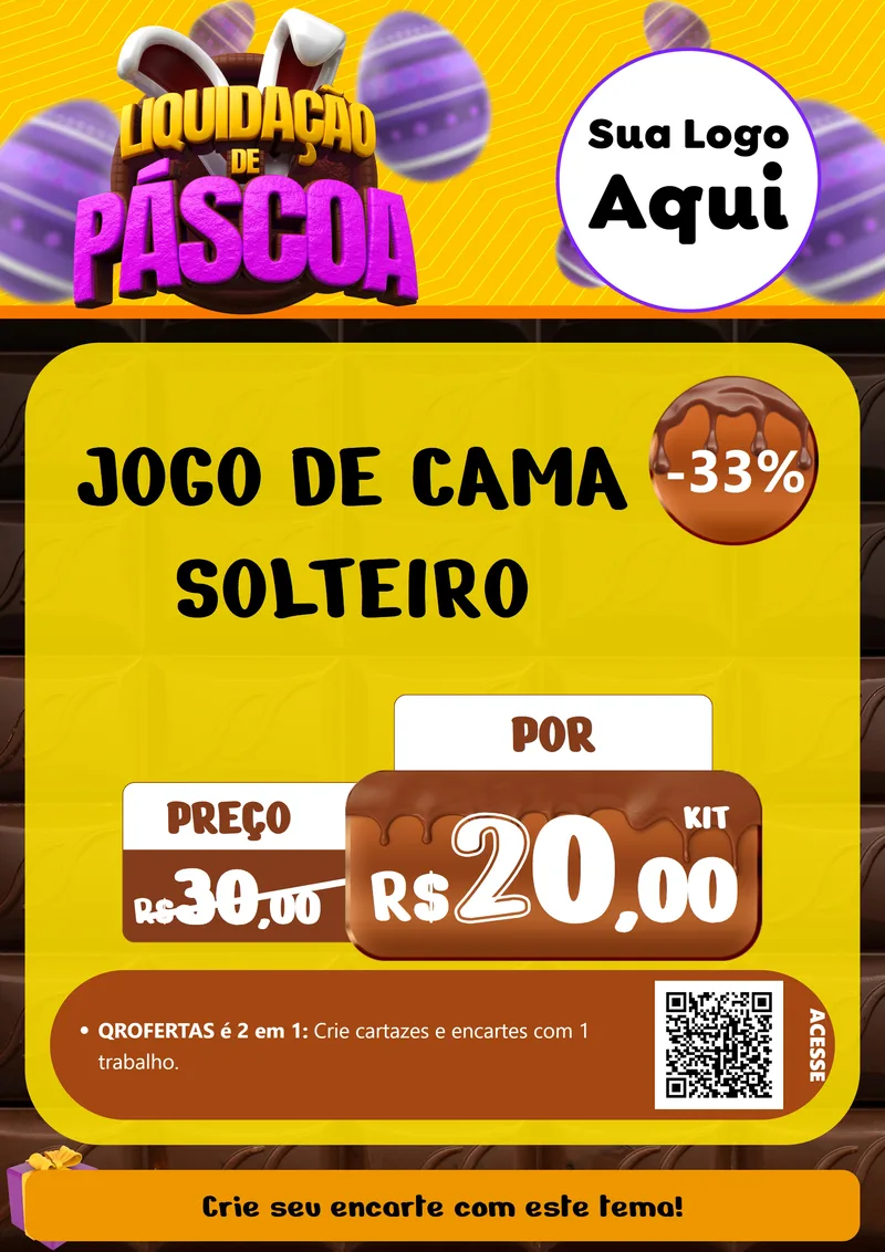 Modelo de Cartaz para Cartaz A4 Vertical com o tema Liquidação de Páscoa para Cama, Mesa e Banho