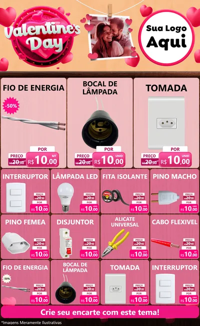 Modelo de Encarte para Encarte Grande com o tema Valentine's Day para Materiais Elétricos