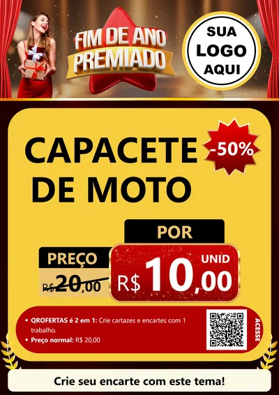 Modelo de Cartaz para Cartaz A4 Vertical com o tema Fim de Ano Premiado para Moto peças