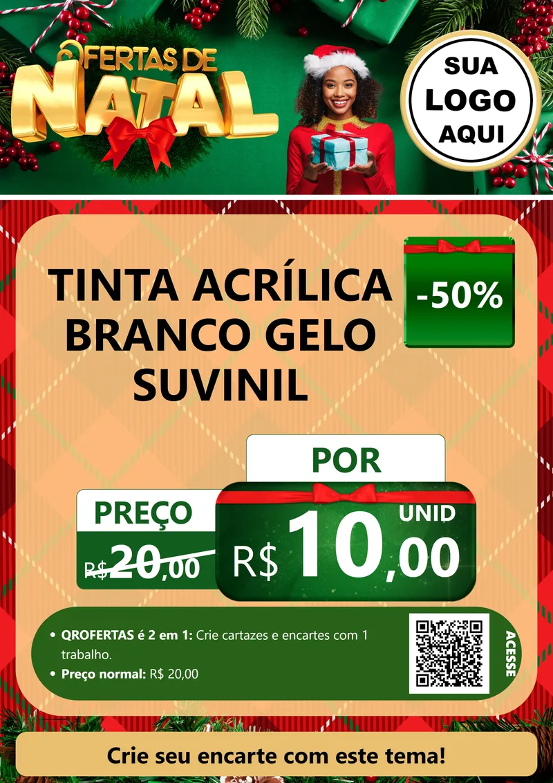 Modelo de Cartaz para Cartaz A4 Vertical com o tema Ofertas de Natal para Tintas e Ferramentas