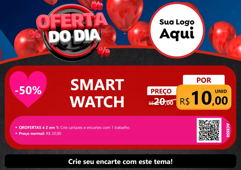 Modelo de Cartaz para Cartaz A4 Horizontal com o tema Oferta do Dia para Informática