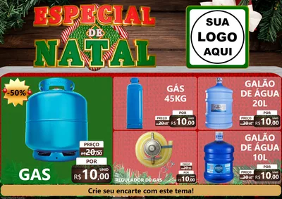 Modelo de Encarte para Encarte A4 Horizontal com o tema Especial de Natal para Água e gás