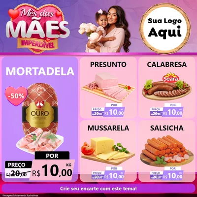 Modelo de Rede Social para Feed Facebook com o tema Mês das Mães Imperdível para Frios e Laticínios