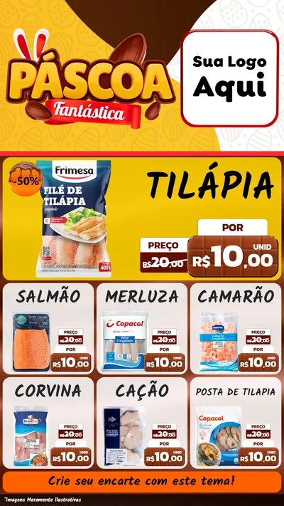 Modelo de Rede Social para Stories com o tema Páscoa Fantástica para Peixaria