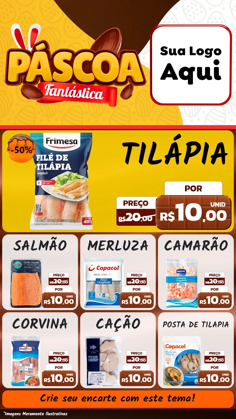 Modelo de Rede Social para Stories com o tema Páscoa Fantástica para Peixaria