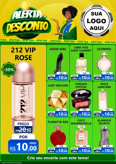 Modelo de Encarte para Encarte A4 Vertical com o tema Alerta de Desconto para Perfumes