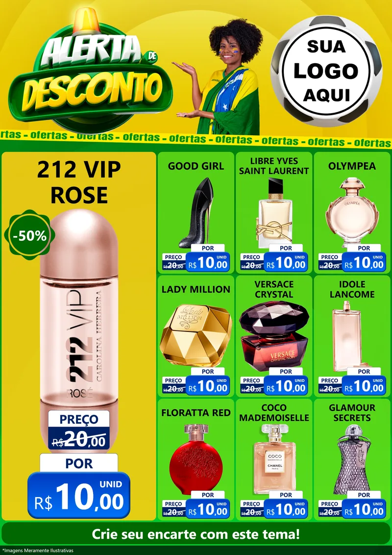 Modelo de Encarte para Encarte A4 Vertical com o tema Alerta de Desconto para Perfumes