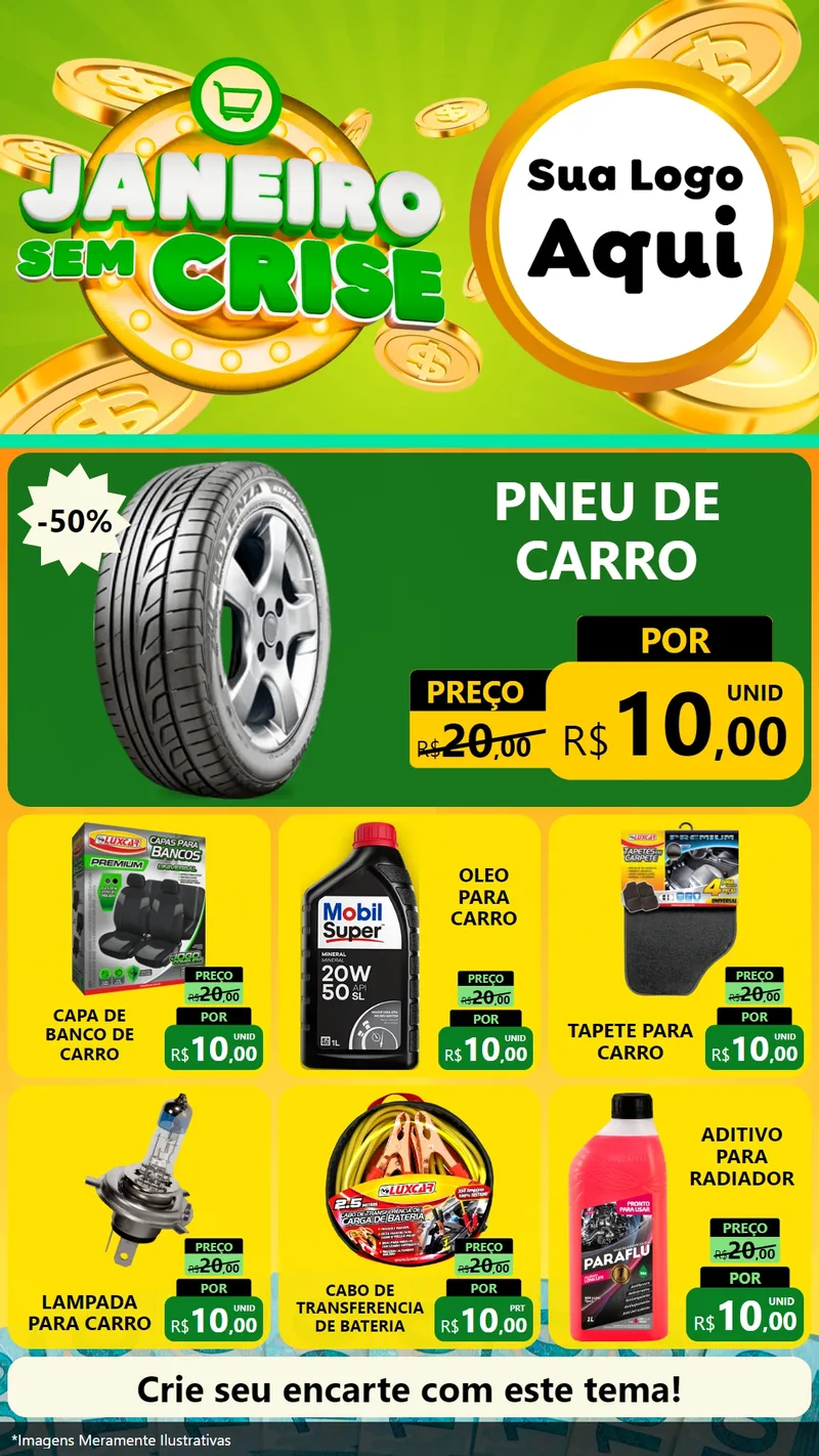 Modelo de Rede Social para Stories com o tema Janeiro Sem Crise para Auto peças