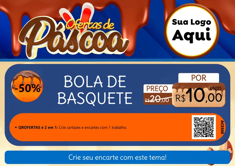 Modelo de Cartaz para Cartaz A4 Horizontal com o tema Ofertas de Páscoa para Artigos Esportivos