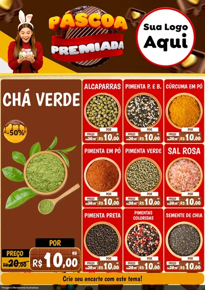 Modelo de Encarte para Encarte A4 Vertical com o tema Páscoa Premiada para Produtos Naturais