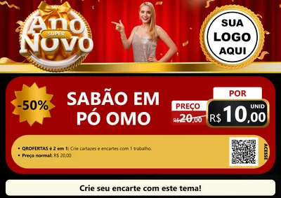 Modelo de Cartaz para Cartaz A4 Horizontal com o tema Super Ano Novo para Produtos de Limpeza