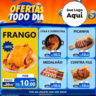 Modelo de Rede Social para Feed Facebook com o tema Ofertas Todo Dia para Assados