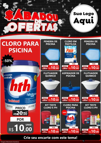 Modelo de Encarte para Encarte A4 Vertical com o tema Sabadou de Ofertas para Produtos para Piscina