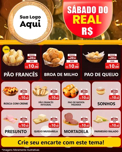 Modelo de Rede Social para Feed Instagram com o tema Sábado do Real para Padaria