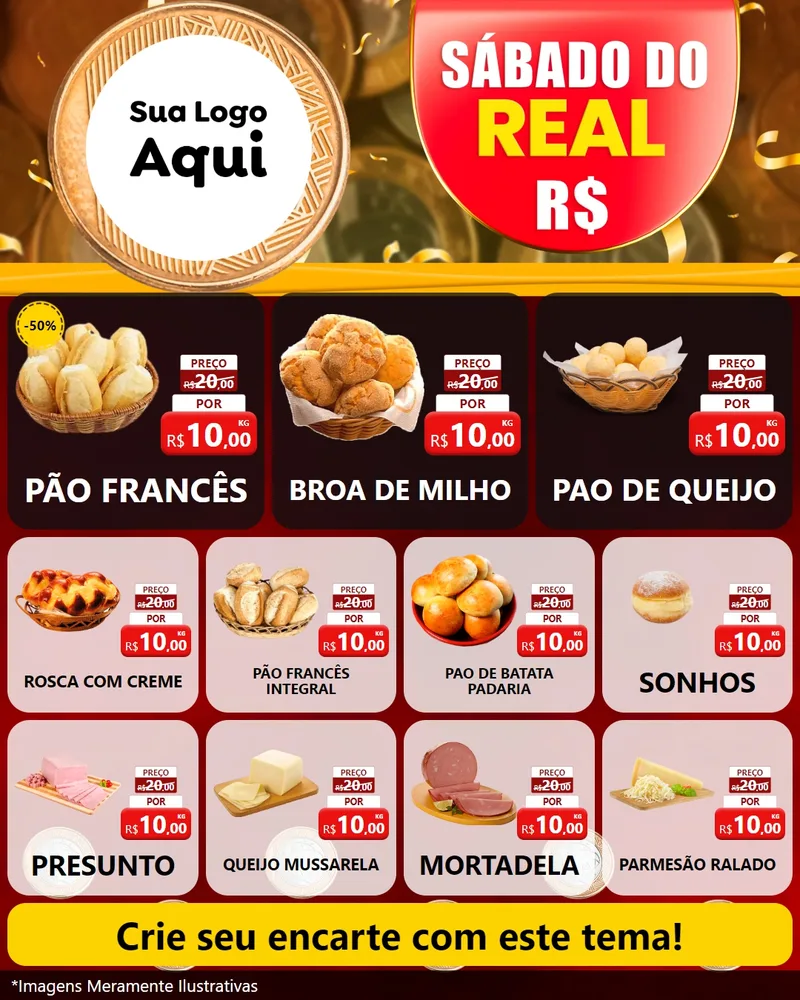 Modelo de Rede Social para Feed Instagram com o tema Sábado do Real para Padaria