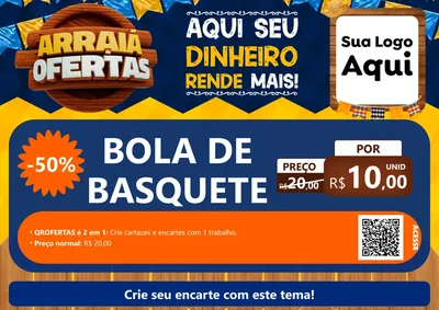 Modelo de Cartaz para Cartaz A4 Horizontal com o tema Arraiá de Ofertas - Junina para Artigos Esportivos