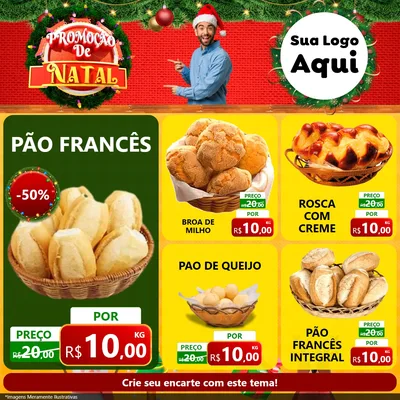 Modelo de Rede Social para Feed Facebook com o tema Promoção de Natal para Padaria